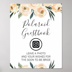 Poster Panneau de Fête de Mariage Floral Crème Editable