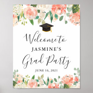 Poster Panneau de fête de remise des diplômes floral Cora