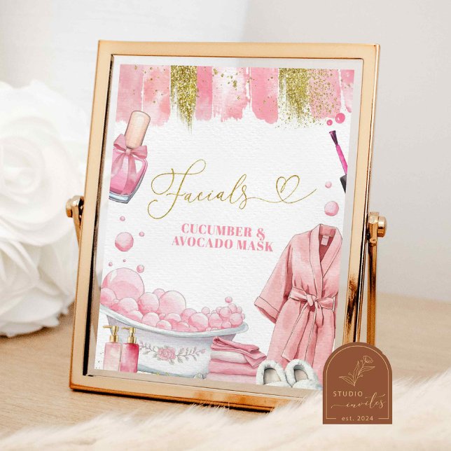 Poster Panneau de fête de spa de masque facial (Créateur téléchargé)