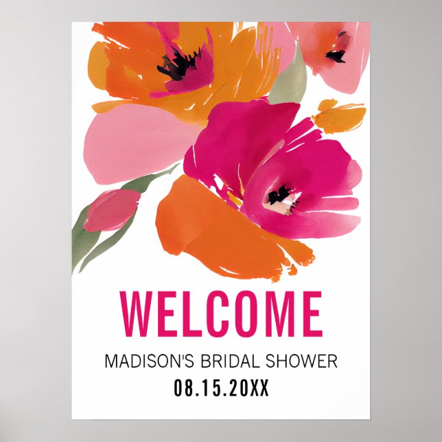 Poster Panneau de Fête des mariées d'accueil floral perso (Devant)