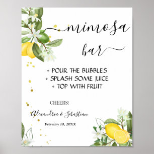 Poster Panneau de Fête des mariées Lemony Green Mimosa Ba