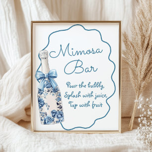 Poster Panneau de Fête des mariées Mimosa Bar Chinoiserie