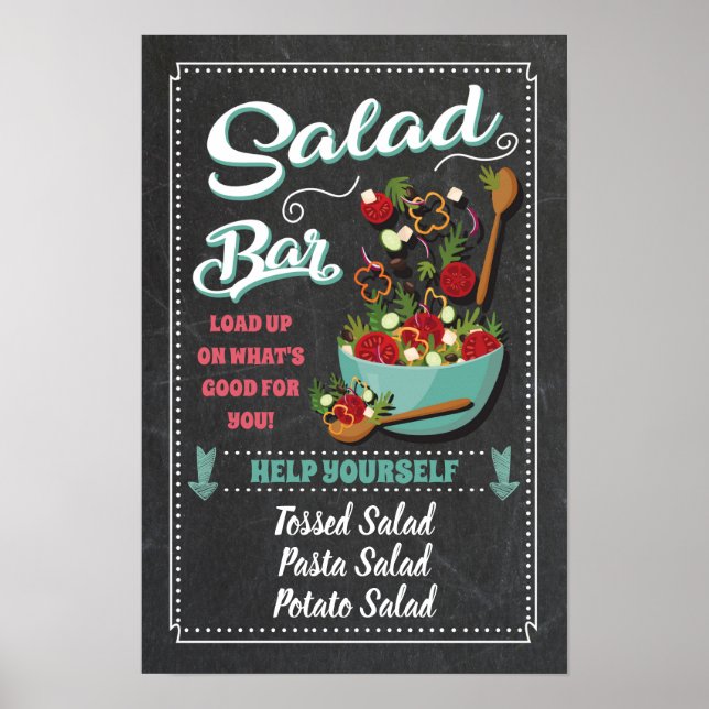 Poster Panneau de fête du bar à salades (Devant)