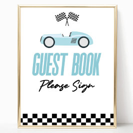 Poster Panneau de fête du livre d'invité de la voiture Bl