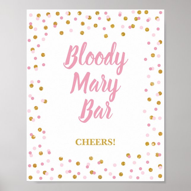 Poster Panneau de fête pour bar à Bloody Mary rose et con (Devant)