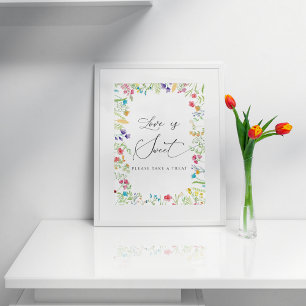 Poster Panneau de Fleur Sauvage L'Amour est Doux Veuillez