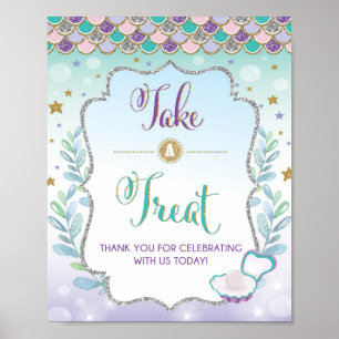 Poster Panneau de friandise pour anniversaire sirène Baby