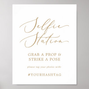 Poster Panneau de hashtag de mariage de station de selfie