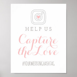 Poster Panneau de hashtag pour mariage Capture the Love B