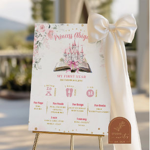 Poster Panneau de jalons de 1er anniversaire Blush Pink S