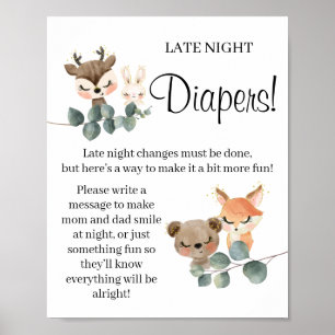 Poster Panneau de jeu Baby shower Woodland Late Night Dia