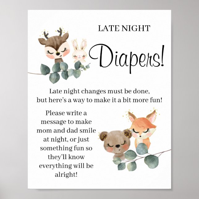 Poster Panneau de jeu Baby shower Woodland Late Night Dia (Devant)