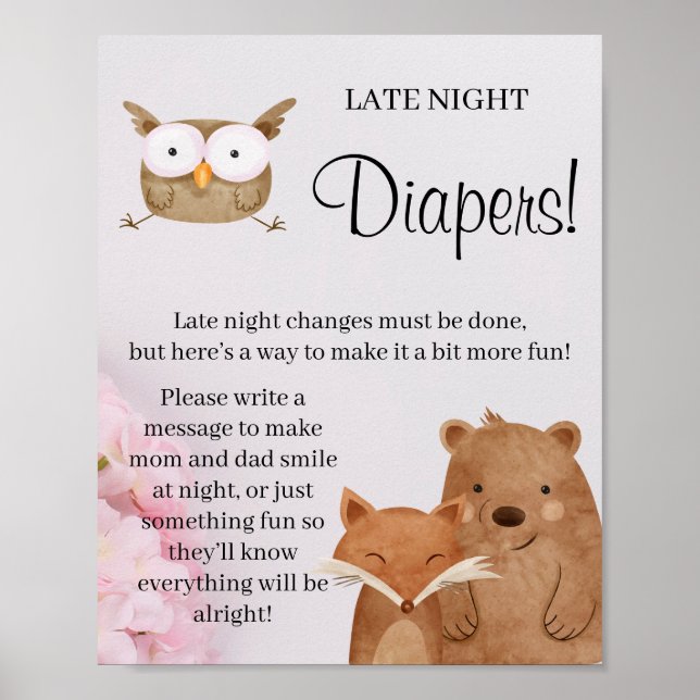 Poster Panneau de jeu Baby shower Woodland Late Night Dia (Devant)