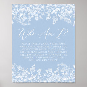 Poster Panneau de jeu de Baby Shower 'Dusty Blue Floral W