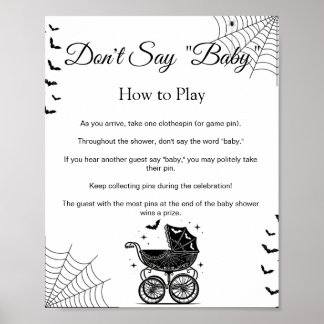 Poster Panneau de jeu de baby shower Halloween Ne dites p