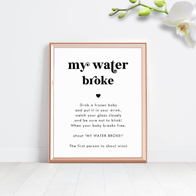 Poster Panneau de jeu de Baby Shower « Mon eau a cassé »  (Créateur téléchargé)