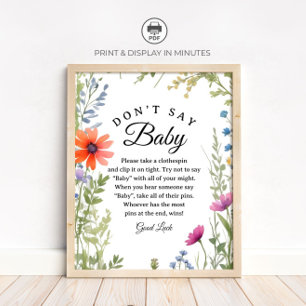 Poster Panneau de jeu de baby shower "Ne dites pas bébé"