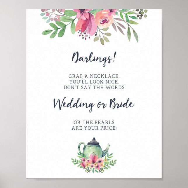 Poster Panneau de jeu de Baby Shower N'écrivez pas mariée (Devant)