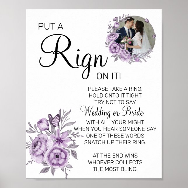 Poster Panneau de jeu de baby shower "Orchid Put a Ring" (Devant)