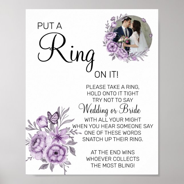 Poster Panneau de jeu de baby shower "Orchid Put a Ring" (Devant)