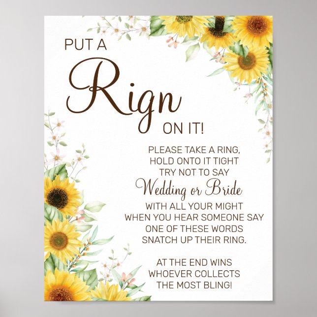 Poster Panneau de jeu de baby shower "Sunflower Put a Rin (Devant)