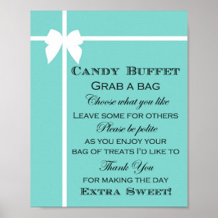 Poster Panneau de jeu de Baby Shower Turquoise Aqua