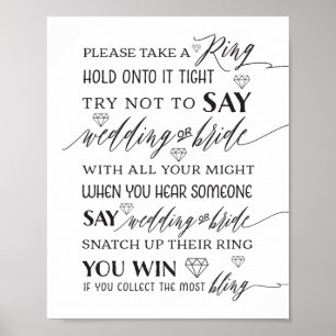 Poster Panneau de jeu de bague pour une douche de mariée