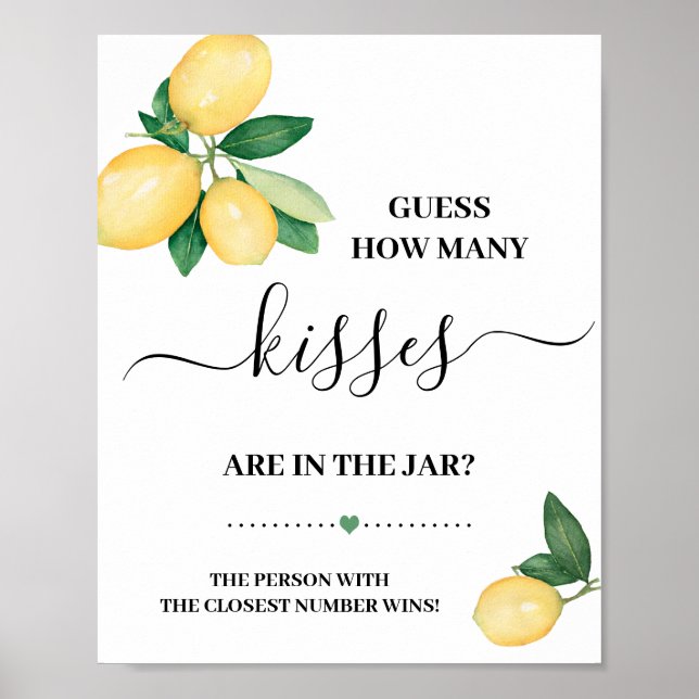 Poster Panneau de jeu de douche de citrons « Devinez comb (Devant)