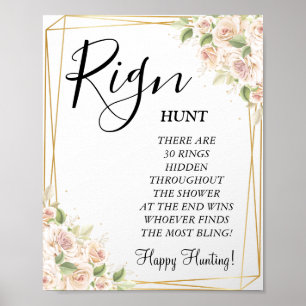 Poster Panneau de jeu de douche de mariage Floral Ring Ri