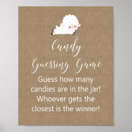 Poster Panneau de jeu Petit Baby shower d'agneau