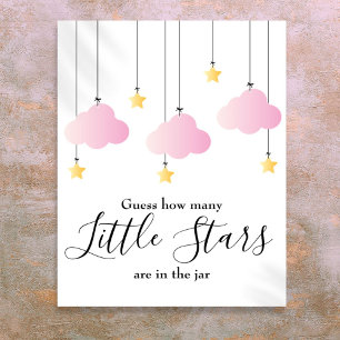 Poster Panneau de jeu pour Baby Shower Little Stars Rose