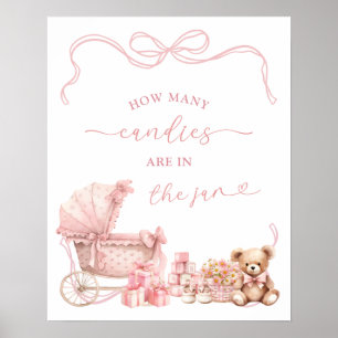 Poster Panneau de jeu pour baby shower Poussette Coquette