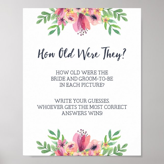Poster Panneau de jeu pour Baby Shower 'Quel âge avaient- (Devant)