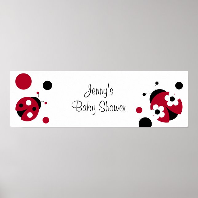 Poster Panneau de la bannière Red Ladybug Polka Dot Baby  (Devant)