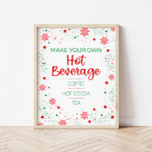 Panneau de la barre de boissons chaudes Noël hiver