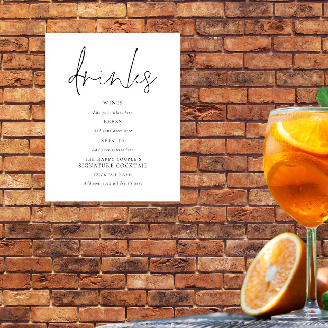 Poster Panneau de la barre de boissons Mariage noir noir (Créateur téléchargé)