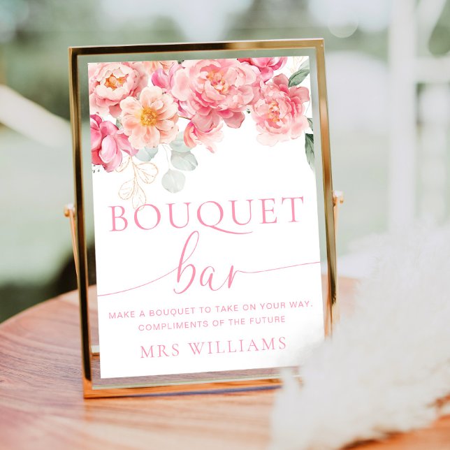 Poster Panneau de la barre de bouquet florale Piper Peony (Bouquet Bar Sign Piper Peony )