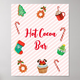 Poster Panneau de la barre de cacao chaud de Noël rose mo