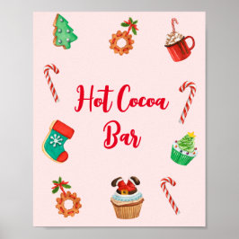 Poster Panneau de la barre de cacao chaud de Noël rose mo