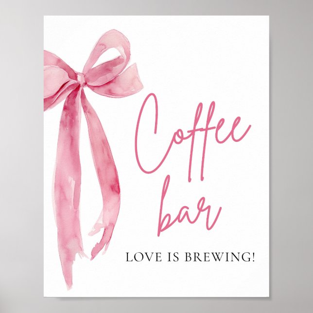 Poster Panneau de la barre de café Aquarelle Élégante en  (Devant)