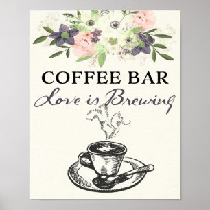 Poster Panneau de la barre de café Mariage/Aquarelle nupt