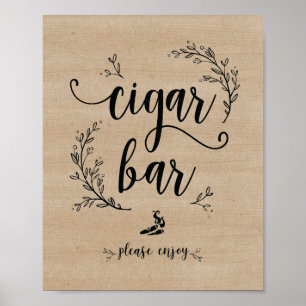 Poster Panneau de la barre de cigar du Mariage Rustic Vin