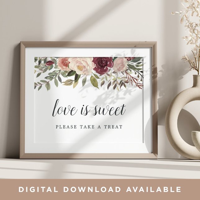 Poster Panneau de la barre de dessert du Mariage à fleurs (Créateur téléchargé)