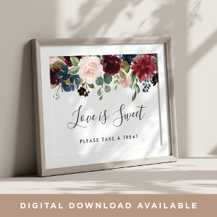 Poster Panneau de la barre de dessert du Mariage en fleur