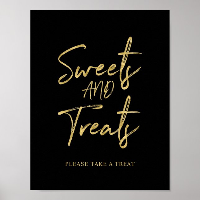 Poster Panneau de la barre de dessert Gold Black (Devant)