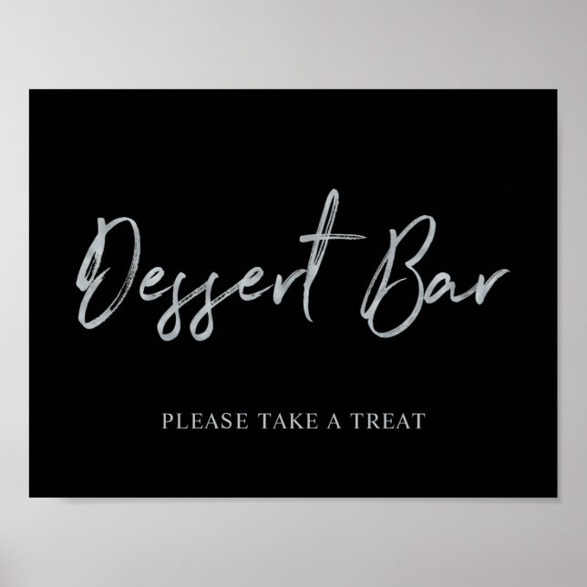Poster Panneau de la barre de dessert Silver Modern Brush (Devant)