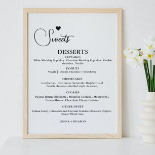 Poster Panneau de la barre de desserts mariage minimalist