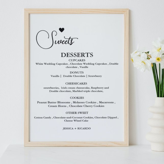 Poster Panneau de la barre de desserts mariage minimalist (Créateur téléchargé)
