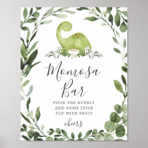 Poster Panneau de la barre de Dinosaur Baby shower Mimosa