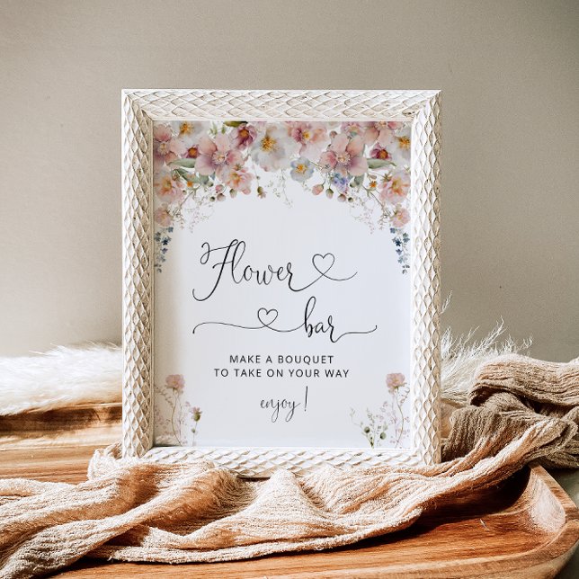 Poster Panneau de la barre de Fête des mariées Fleurs Ros (Créateur téléchargé)